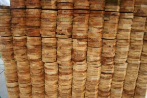 A stack of western red cedar 5-inch pickets